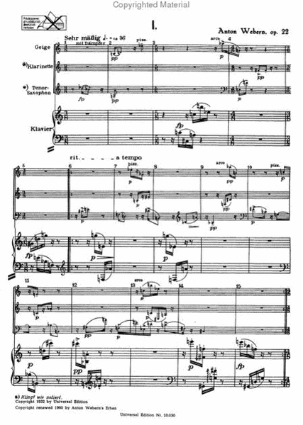 Quartet, Op. 22, Score/Piano Part