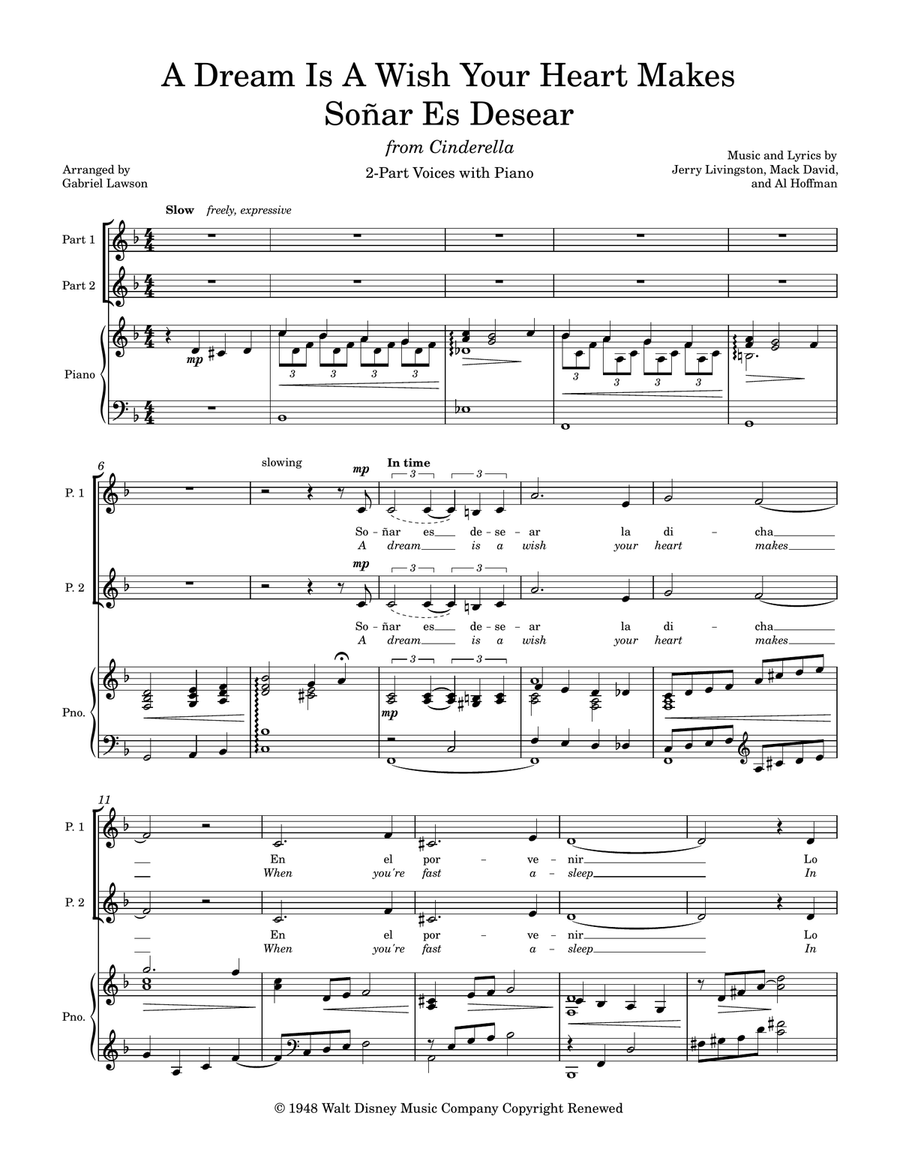 A Dream Is A Wish Your Heart Makes 2-Part scores gallery preview page 1