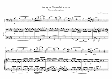Adagio Cantabille op13 Beethoven Cello Piano duet image number null