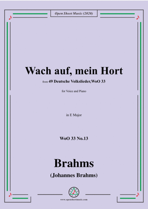Brahms-Wach auf,mein Hort,WoO 33 No.13,in E Major,for Voice and Piano