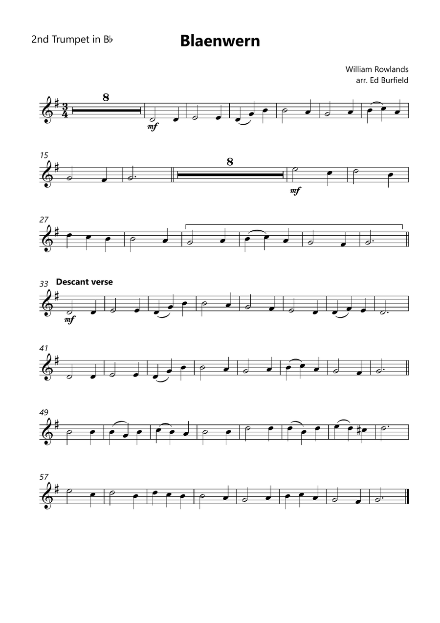 Blaenwern - Hymn Tune for Brass Quintet (with descant) Brass Quintet scores gallery preview page 6