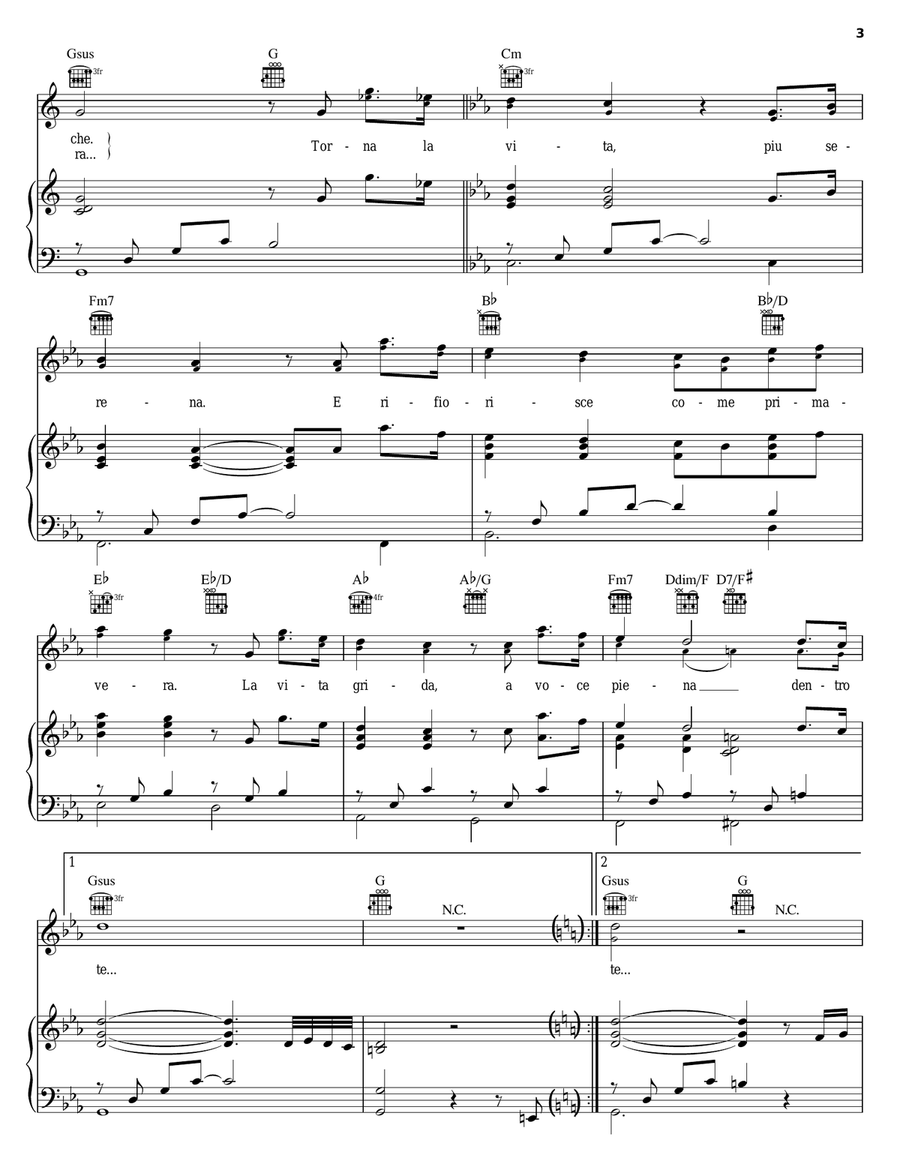 Come Primavera Piano, Vocal, Guitar scores gallery preview page 3
