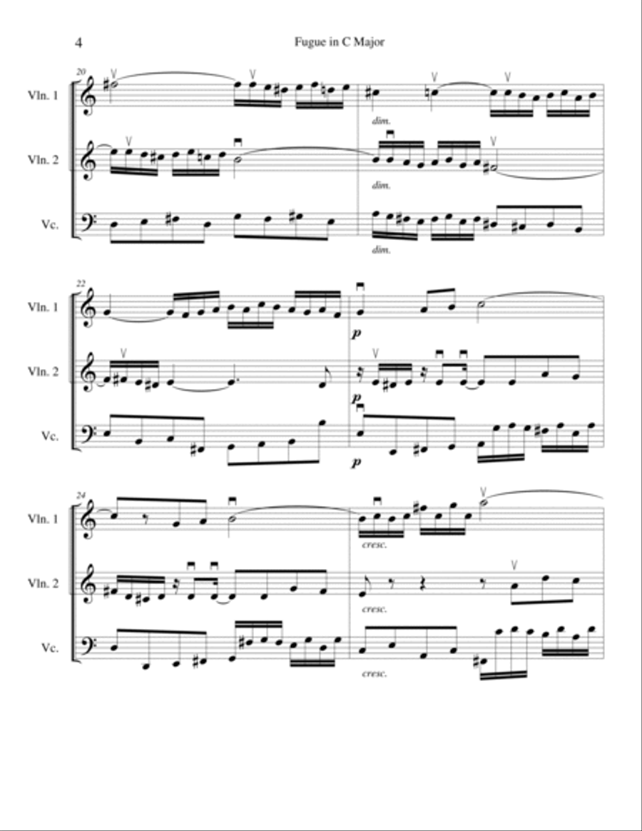Fugue in C Major String Trio scores gallery preview page 4
