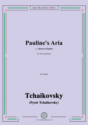 Book cover for Tchaikovsky-Pauline's Aria,from Queen of Spades,in f minor,for Voice and Piano