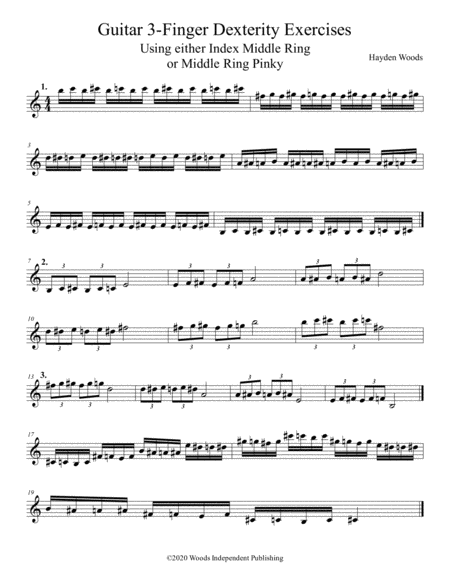 3-Finger Guitar Dexterity Exercises (Notation)