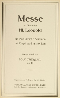 Book cover for Messe zu Ehren des hl. Leopold