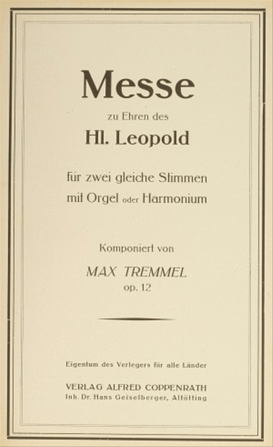 Book cover for Messe zu Ehren des hl. Leopold