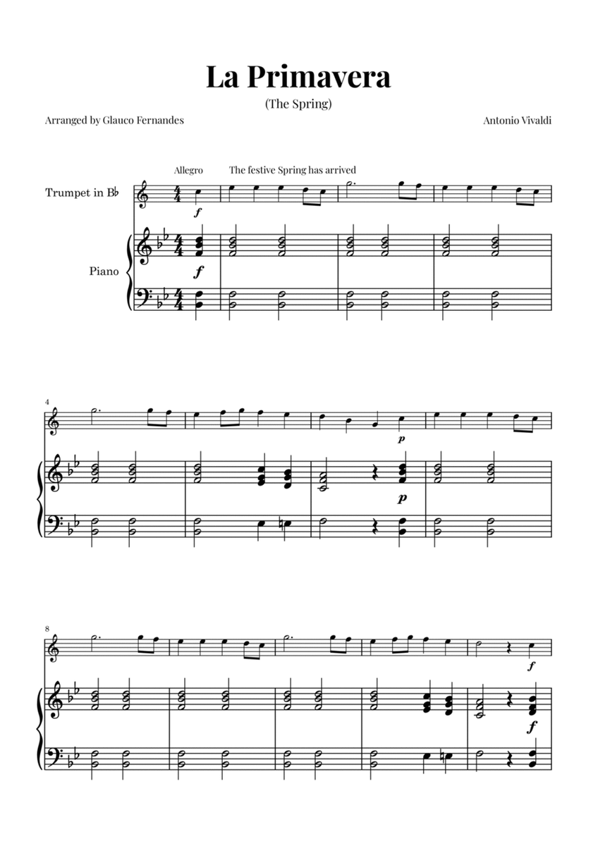 La Primavera (The Spring) by Vivaldi - Trumpet and Piano image number null