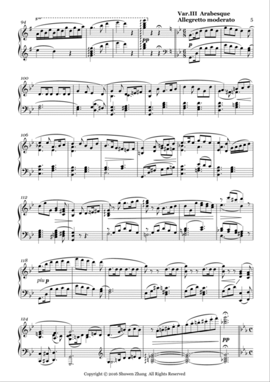 Variations on Chinese National Anthem Piano Solo scores gallery preview page 5