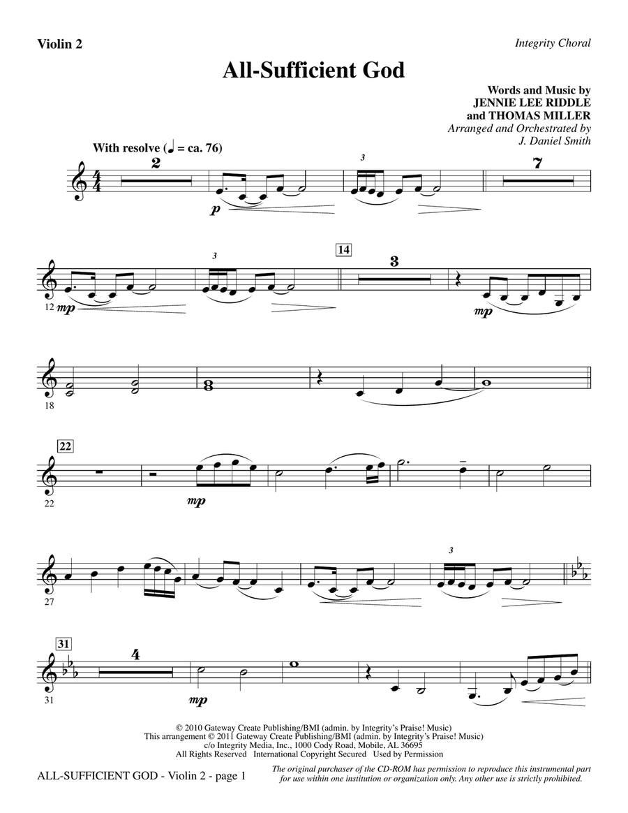 All-Sufficient God - Violin 2