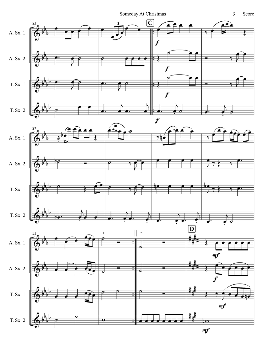 Someday At Christmas Saxophone Quartet scores gallery preview page 4