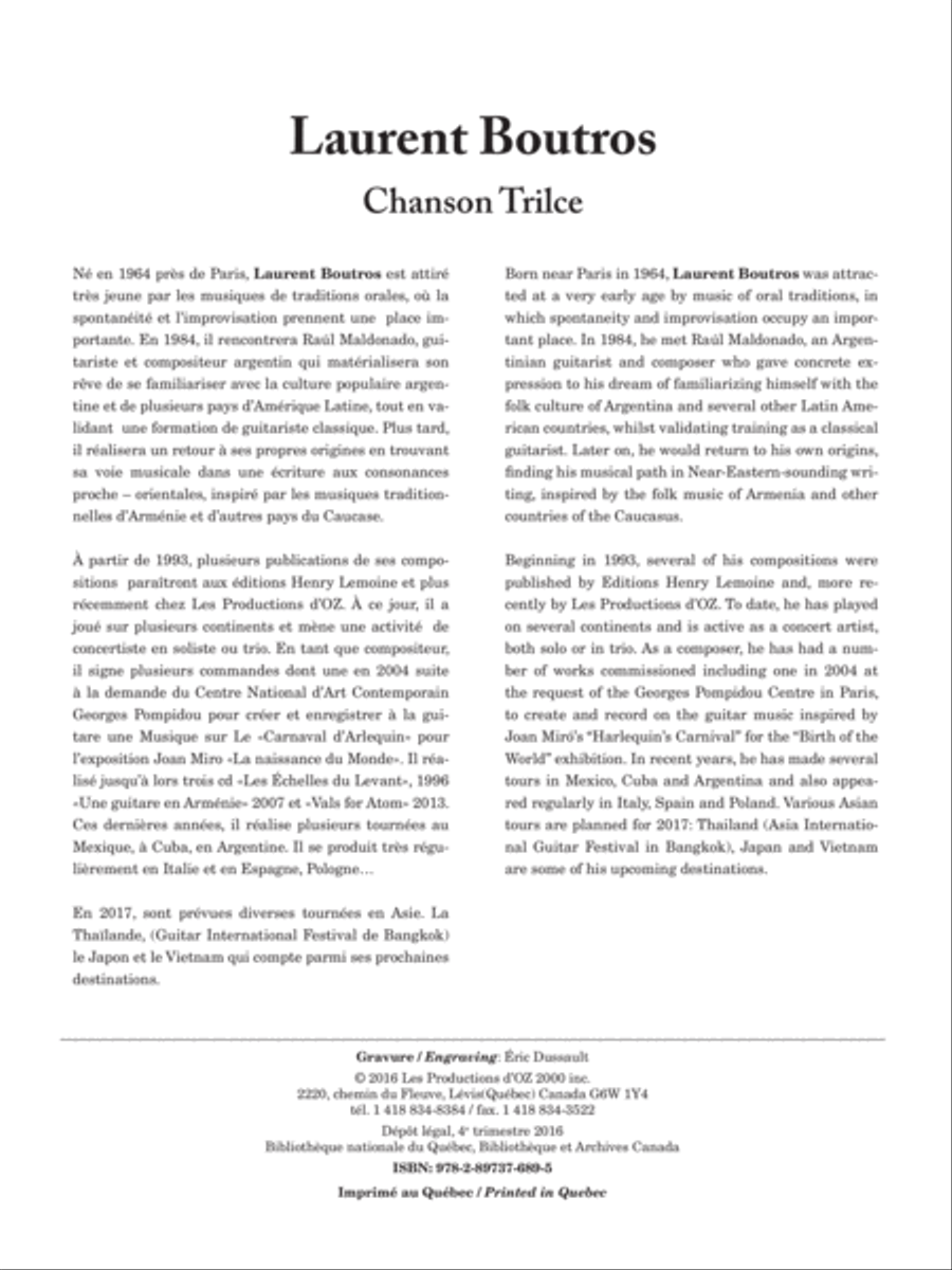 Chanson Trilce Chanson Trilce Classical Guitar scores gallery preview page 1