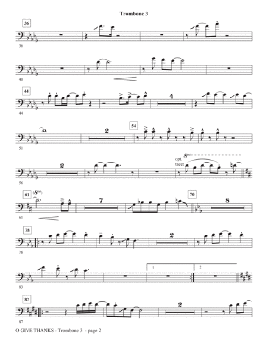O Give Thanks - Trombone 3 Choir scores gallery preview page 2