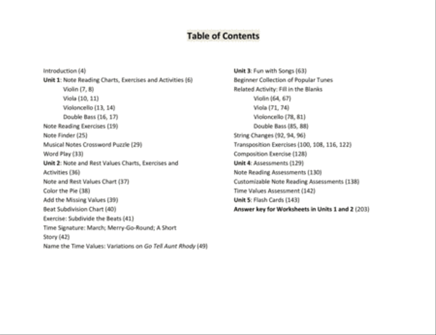 Note Reading for Strings Book 1 (Teacher's Edition) Piano Quintet scores gallery preview page 4