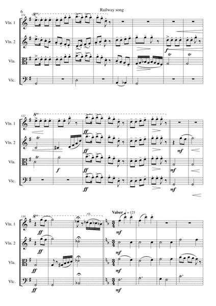 Railway Song (Auf de schwäb'sche Eisebahne) for string quartet image number null