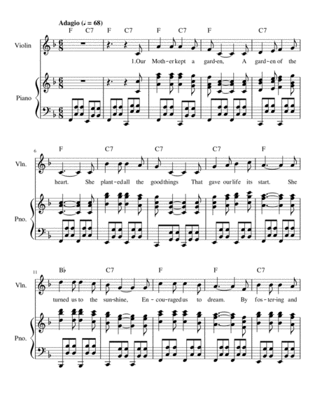 Opus 156d, "Mother's Day" for Violin & Piano in F-do, Easy Version image number null