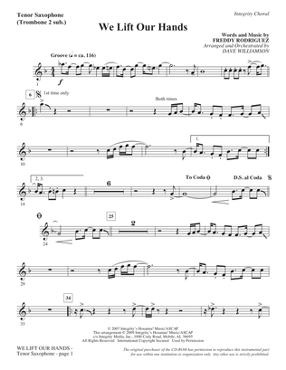 We Lift Our Hands - Tenor Sax (Trombone 2 sub.)