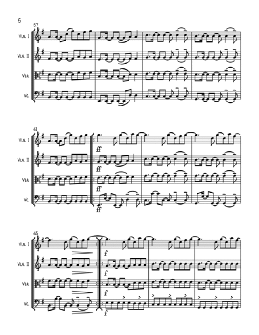 A Sky Full Of Stars String Quartet scores gallery preview page 6