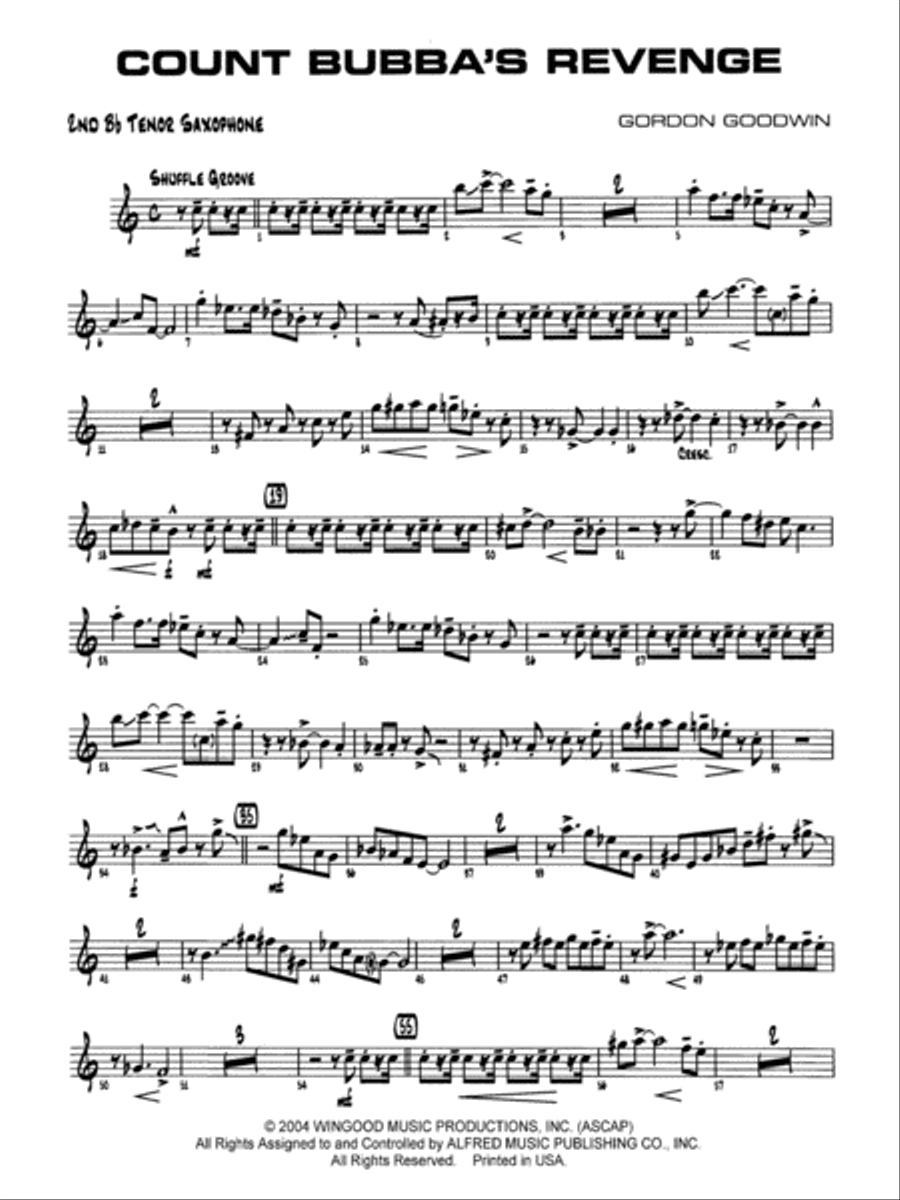 Count Bubba's Revenge: 2nd B-flat Tenor Saxophone Jazz Ensemble scores gallery preview page 1