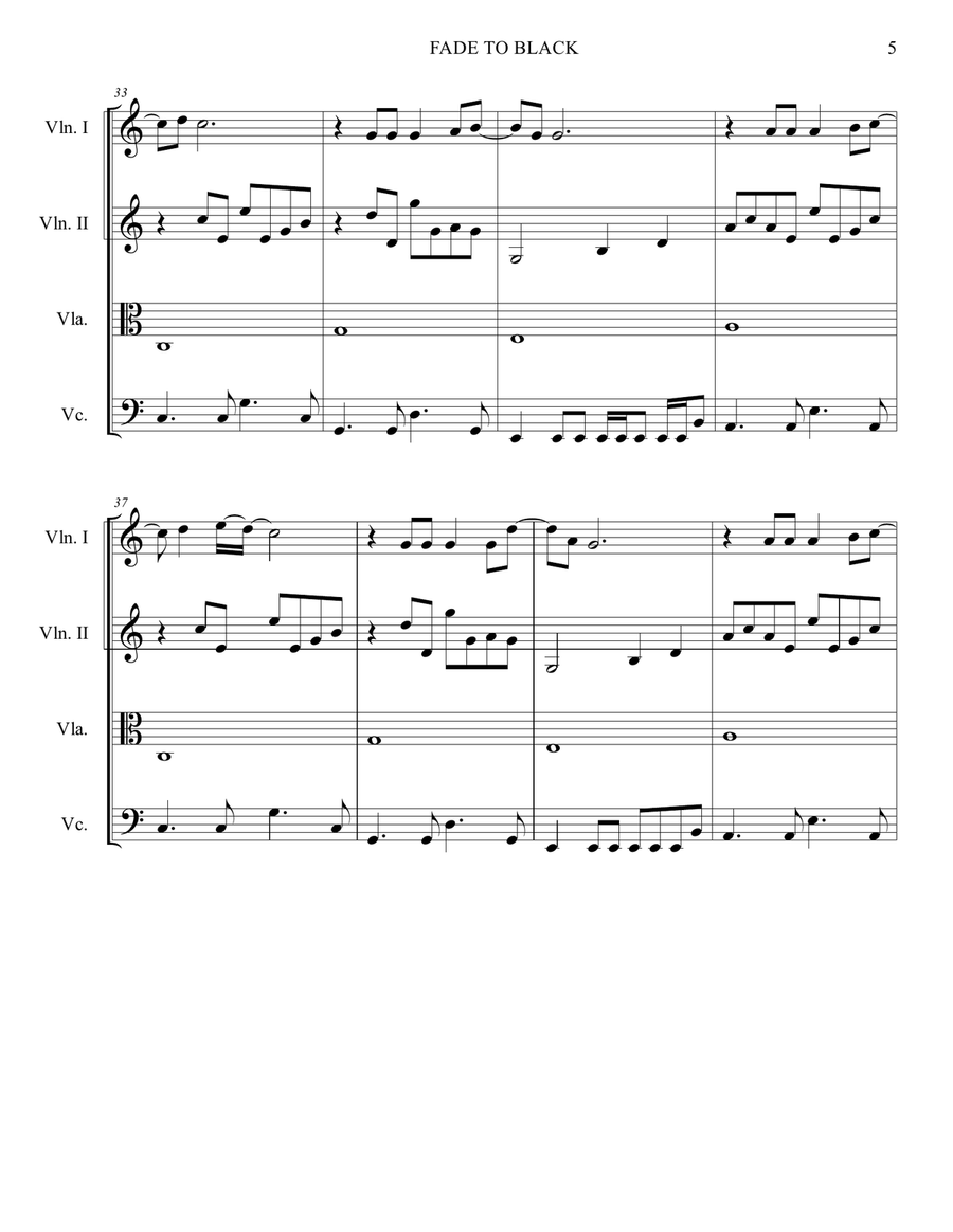 Fade To Black Fade To Black String Quartet scores gallery preview page 5