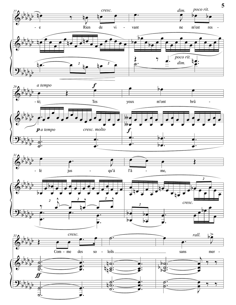 DUPARC: Testament (transposed to E-flat minor) Piano, Vocal scores gallery preview page 6