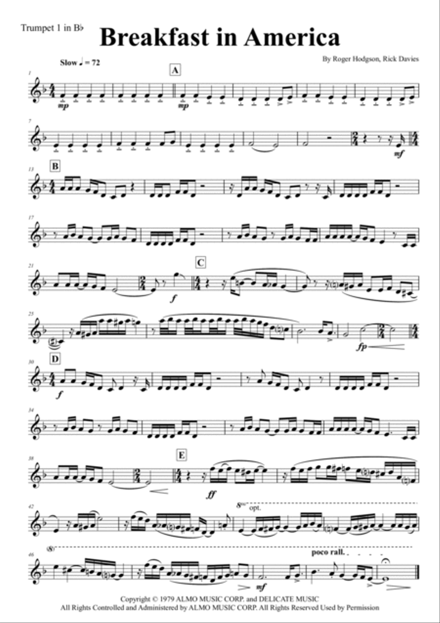 Breakfast In America Euphonium scores gallery preview page 5