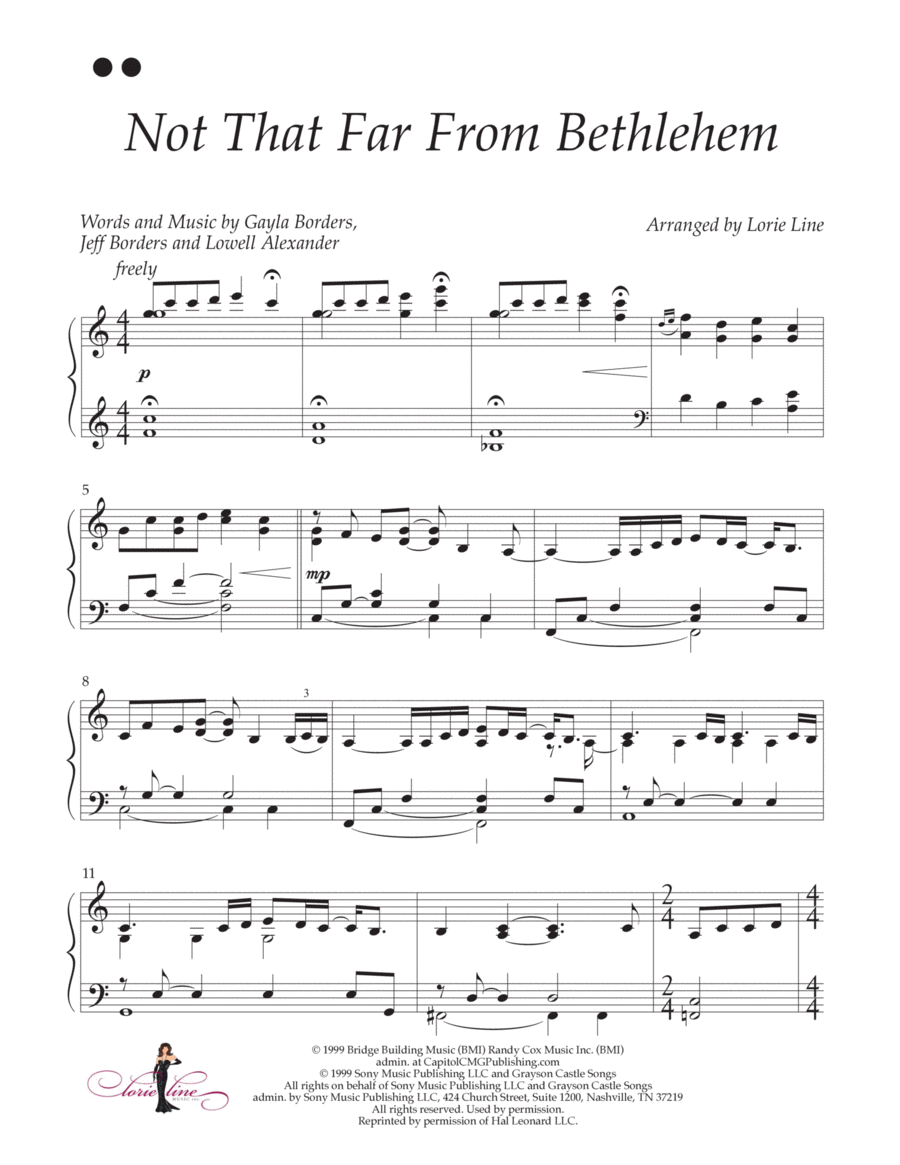 Not That Far From Bethlehem Piano Solo scores gallery preview page 1