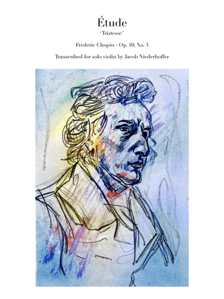 Book cover for Chopin Etude "Tristesse" Op. 10 No. 3 for solo violin