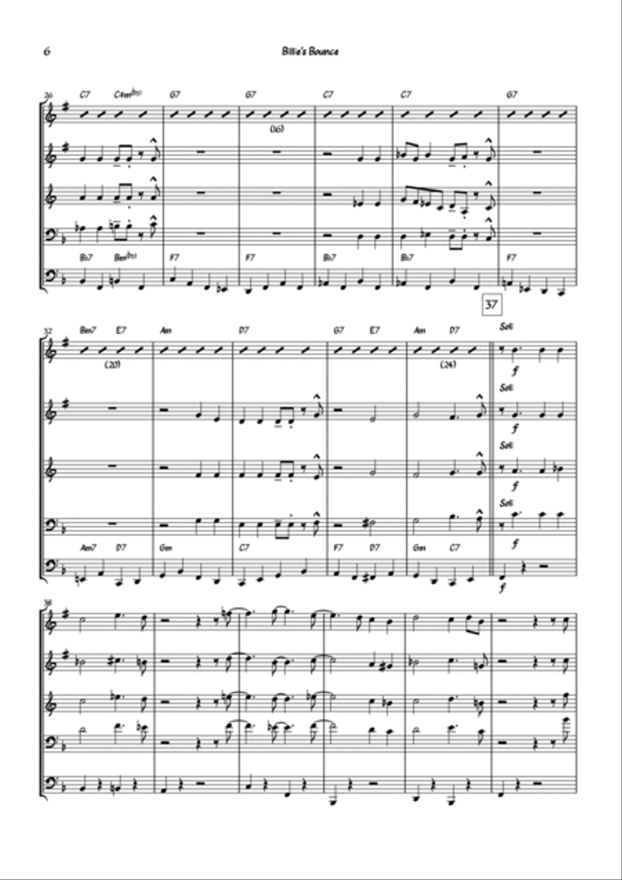 Billie's Bounce (bill's Bounce) Brass Ensemble scores gallery preview page 6