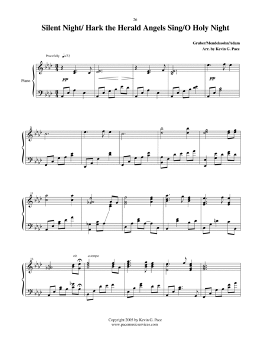 Medley: Silent Night, Hark! the Herald Angels Sing, O Holy Night Piano Solo scores gallery preview page 2