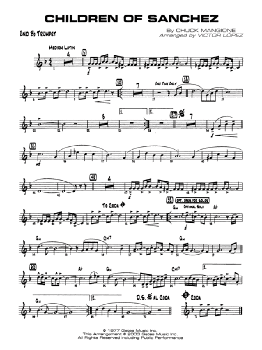 Children of Sanchez: 2nd B-flat Trumpet Jazz Ensemble scores gallery preview page 1
