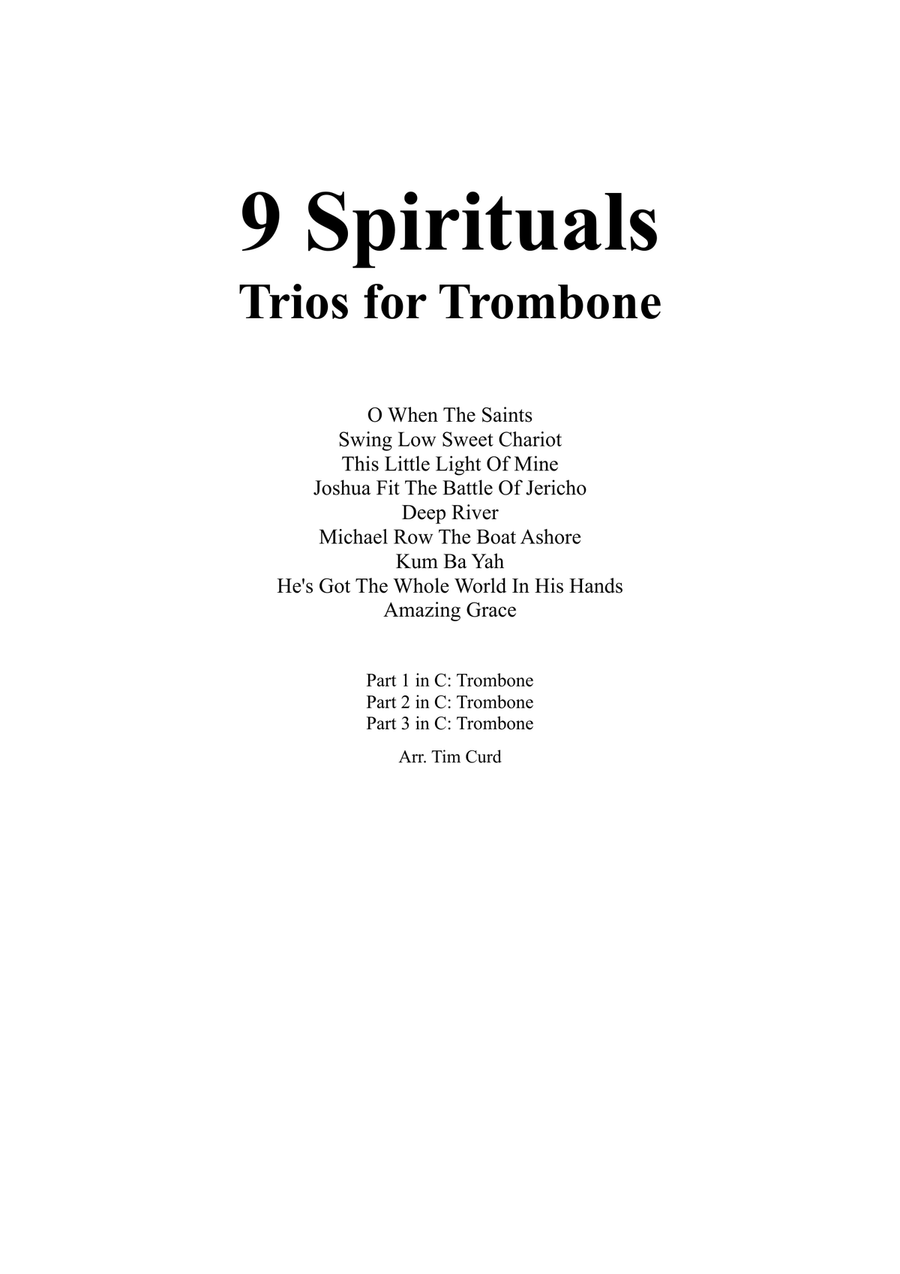9 Spirituals, Trios For Trumpet, Trumpet And Trombone Brass Trio scores gallery preview page 1