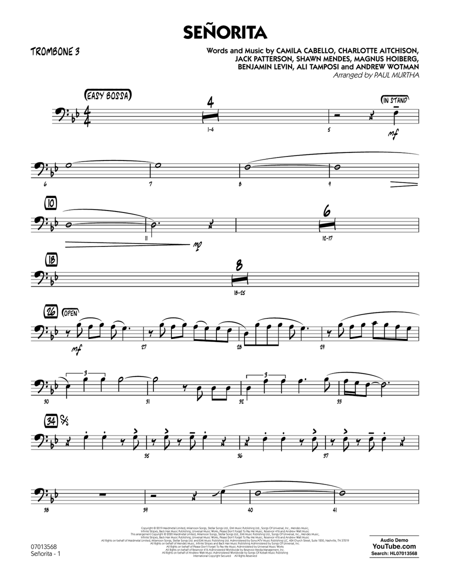 Senorita (arr. Paul Murtha) - Trombone 3 Jazz Ensemble scores gallery preview page 1