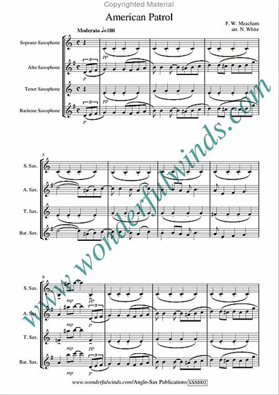 American Patrol Saxophone Quartet scores gallery preview page 2