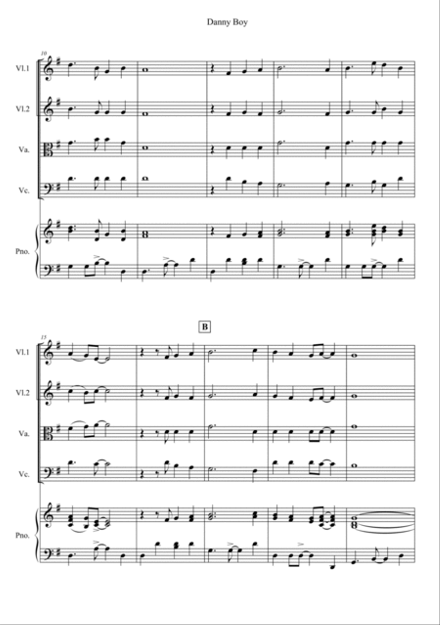 Danny Boy Piano Quintet scores gallery preview page 2