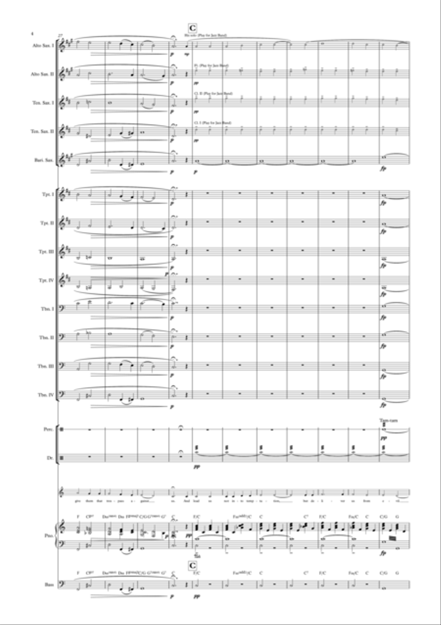 The Lord's Prayer Jazz Ensemble scores gallery preview page 4