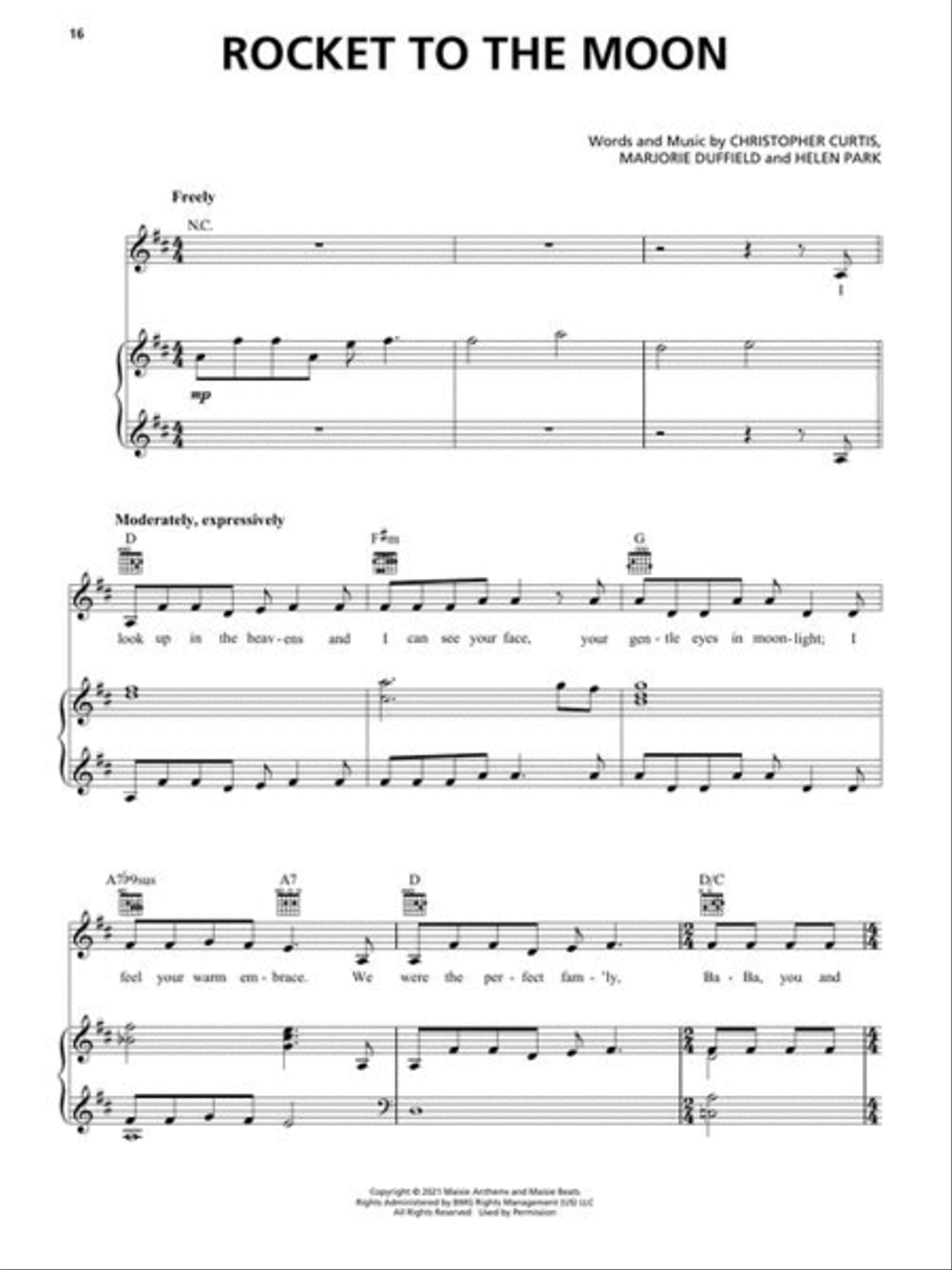 Over the Moon Piano, Vocal, Guitar scores gallery preview page 5
