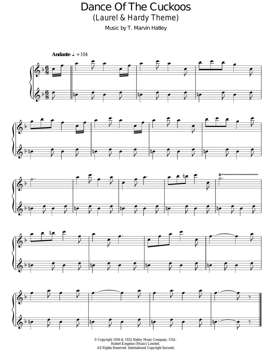 Dance Of The Cuckoos (Laurel and Hardy Theme) Piano Solo scores gallery preview page 1