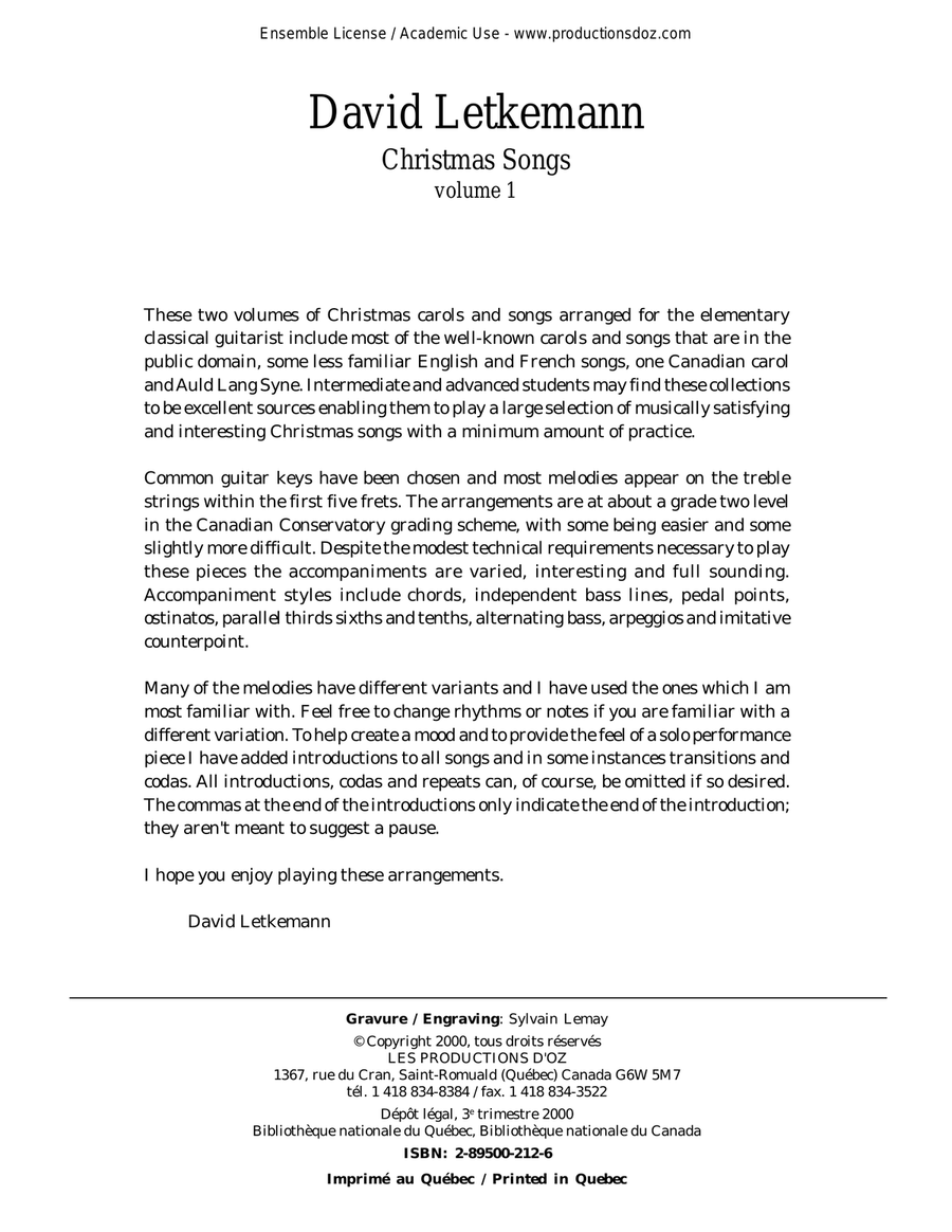 Christmas Songs, vol. 1 Classical Guitar scores gallery preview page 1