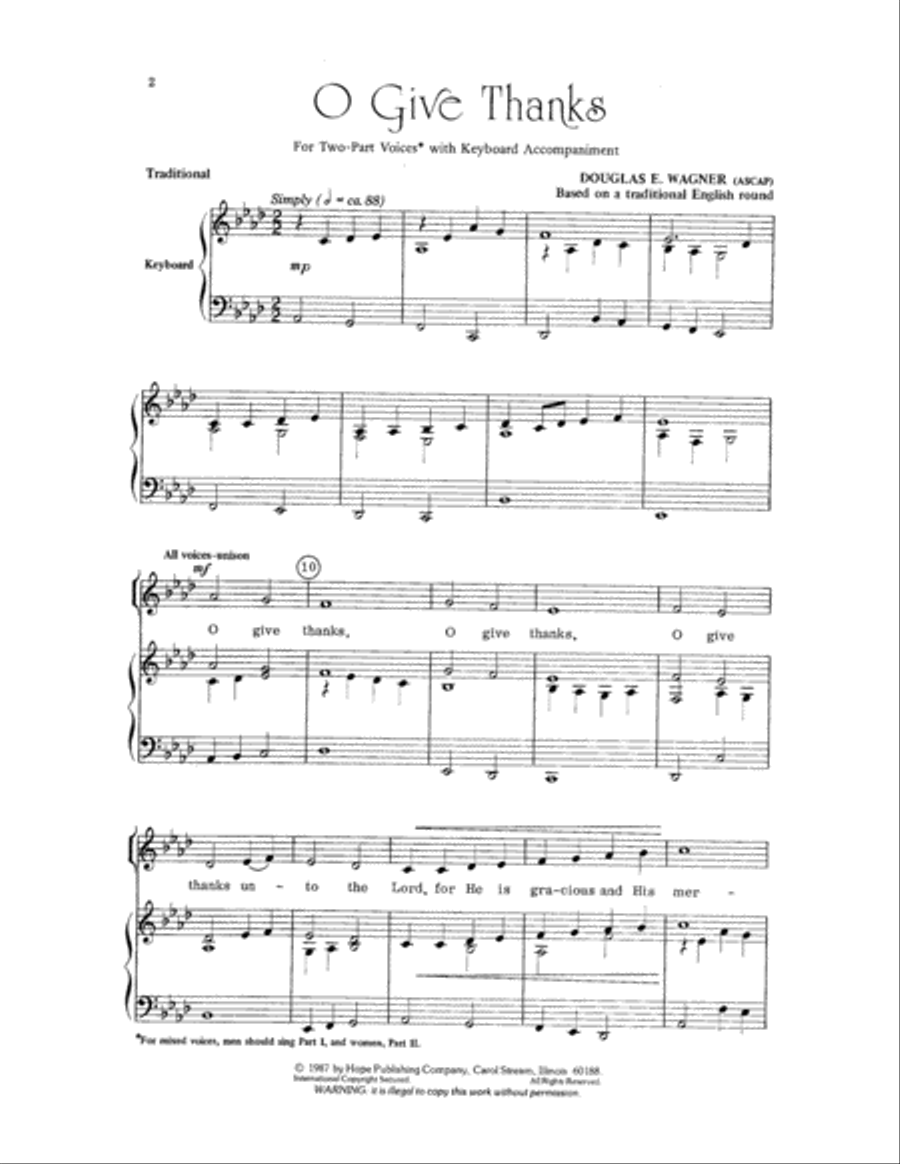 O Give Thanks 2-Part scores gallery preview page 2