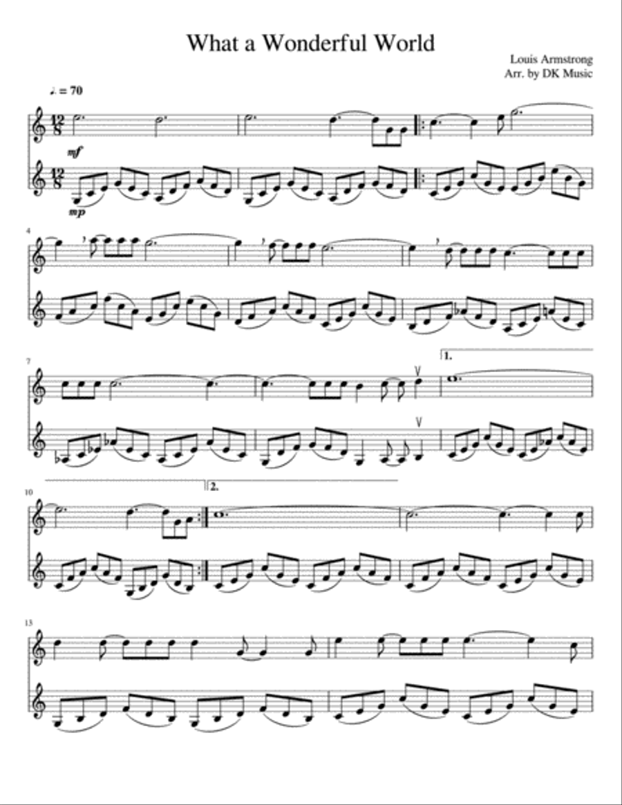 What A Wonderful World String Duet scores gallery preview page 1