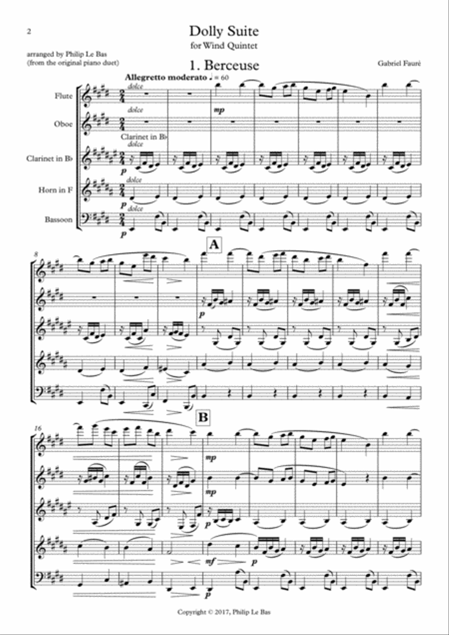 Dolly Suite Woodwind Quintet scores gallery preview page 2