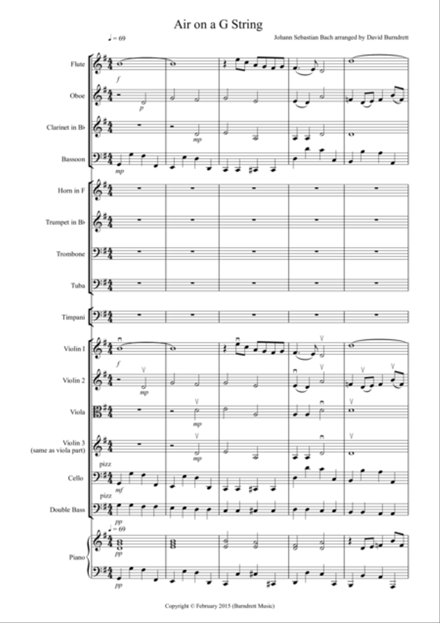 Air on a G String for School Orchestra Full Orchestra scores gallery preview page 1