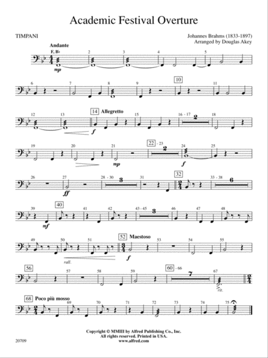 Academic Festival Overture: Timpani Concert Band scores gallery preview page 1