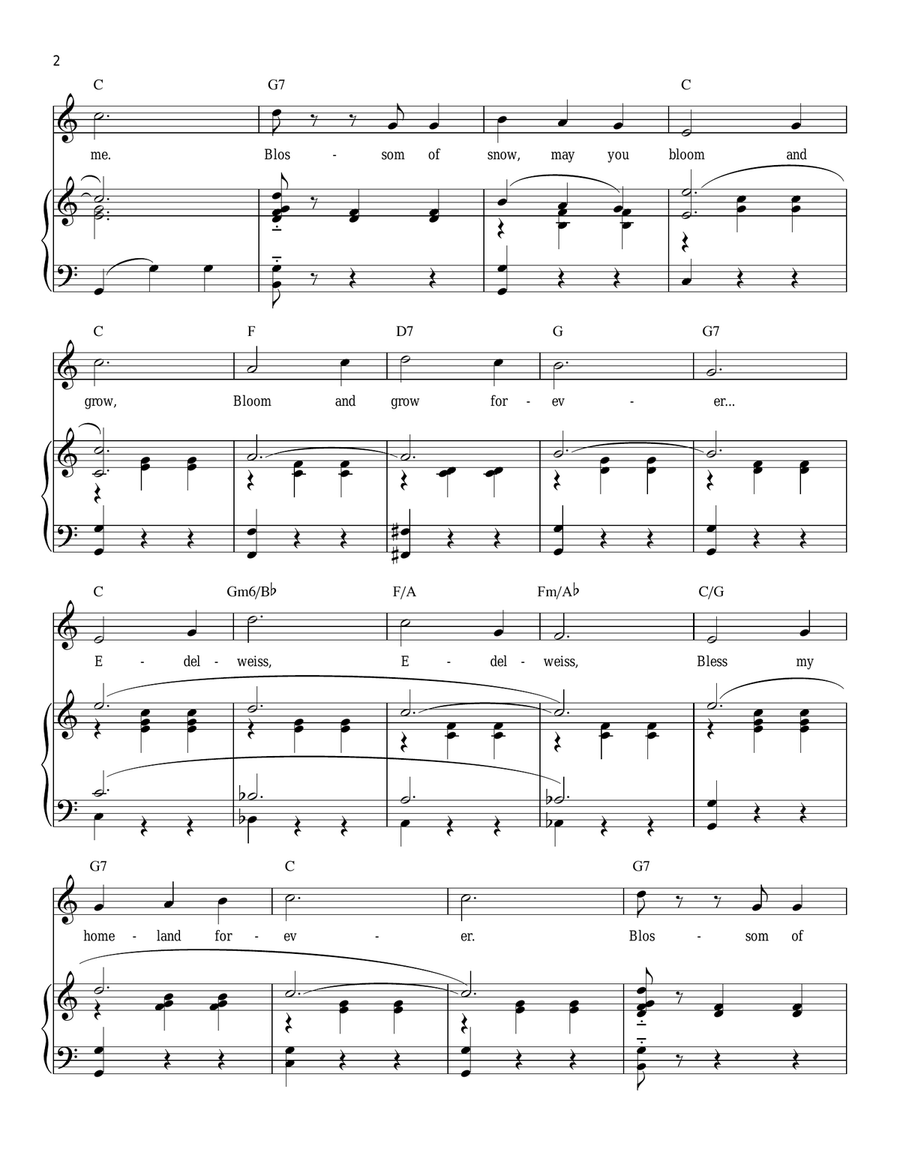 Edelweiss Piano, Vocal scores gallery preview page 2
