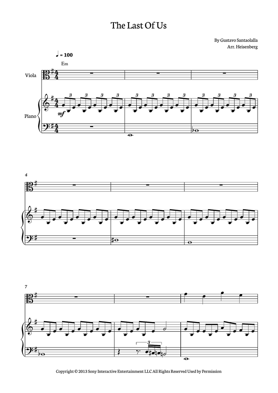 The Last Of Us Viola scores gallery preview page 1