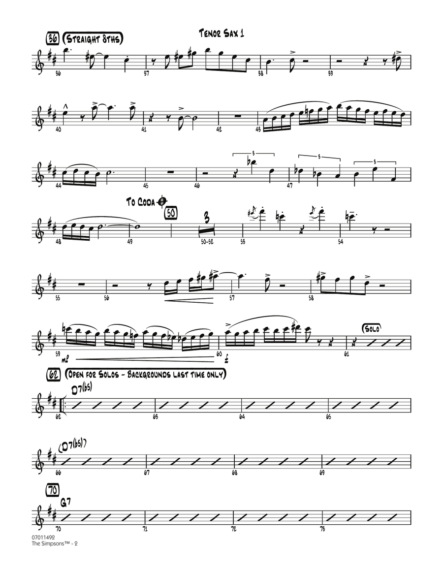 The Simpsons - Tenor Sax 1 Jazz Ensemble scores gallery preview page 2