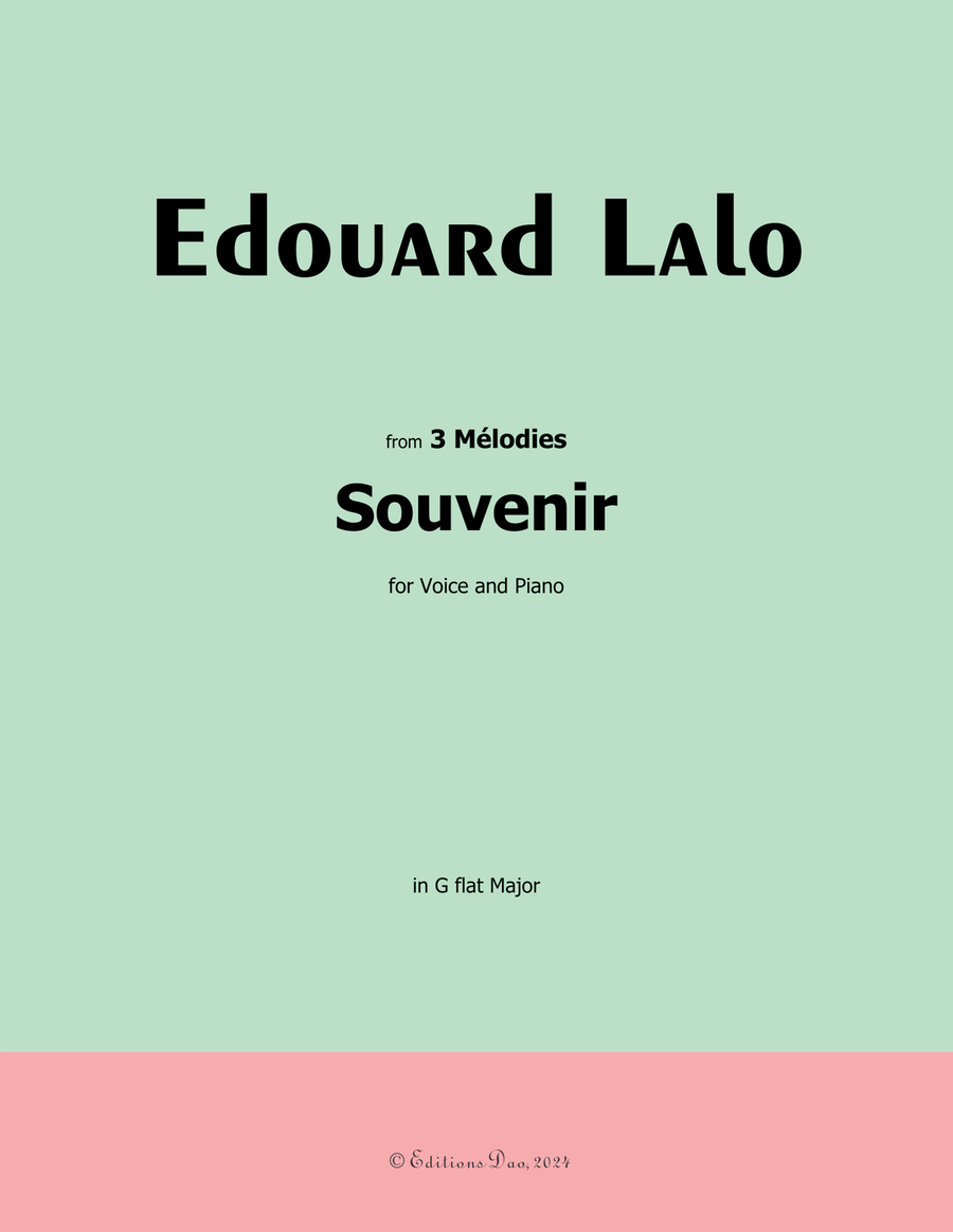 Souvenir, by Edouard Lalo, in G flat Major Piano, Vocal scores gallery preview page 1