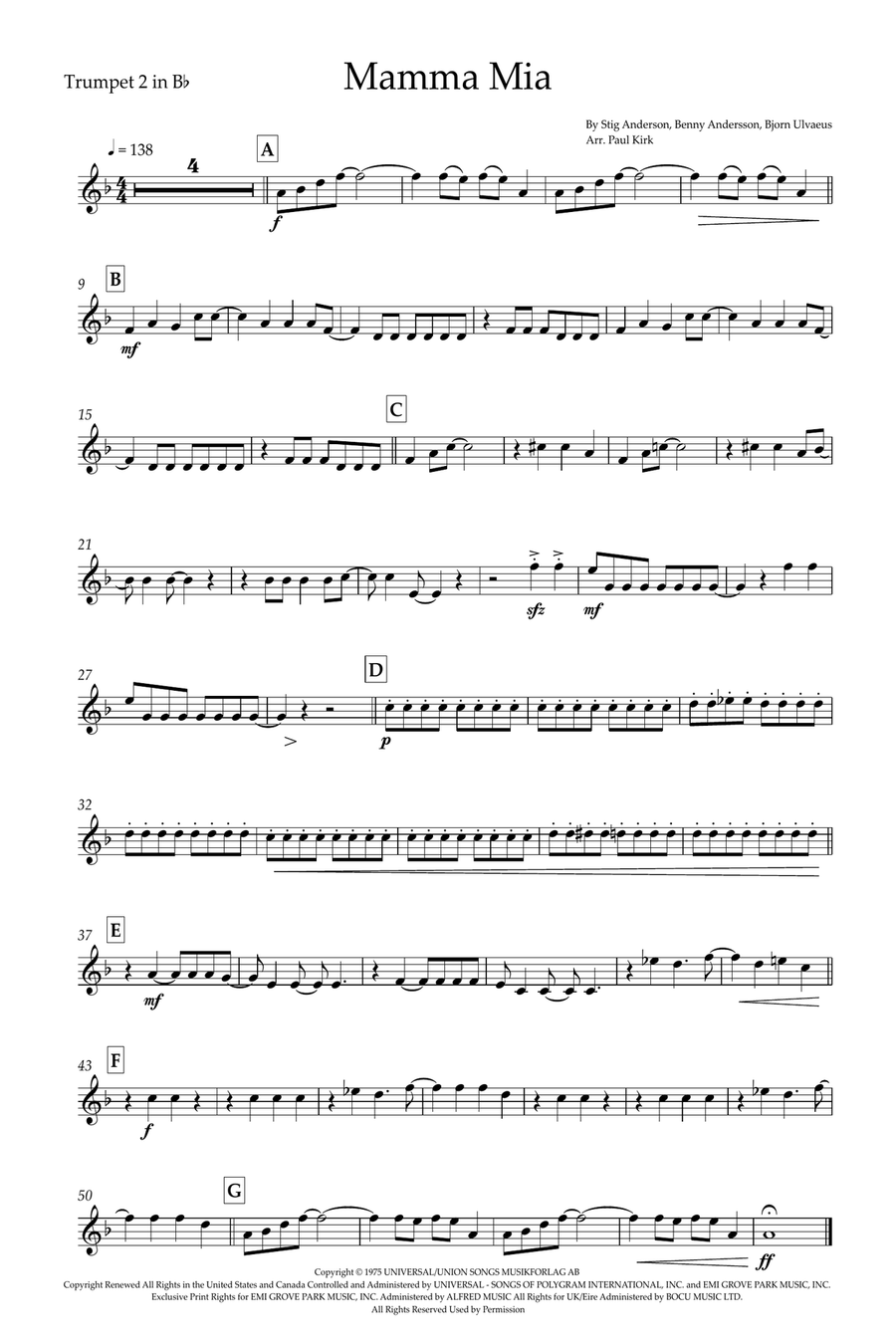 Mamma Mia Brass Quintet scores gallery preview page 5