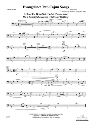 Evangeline: Two Cajun Songs: 1st Trombone